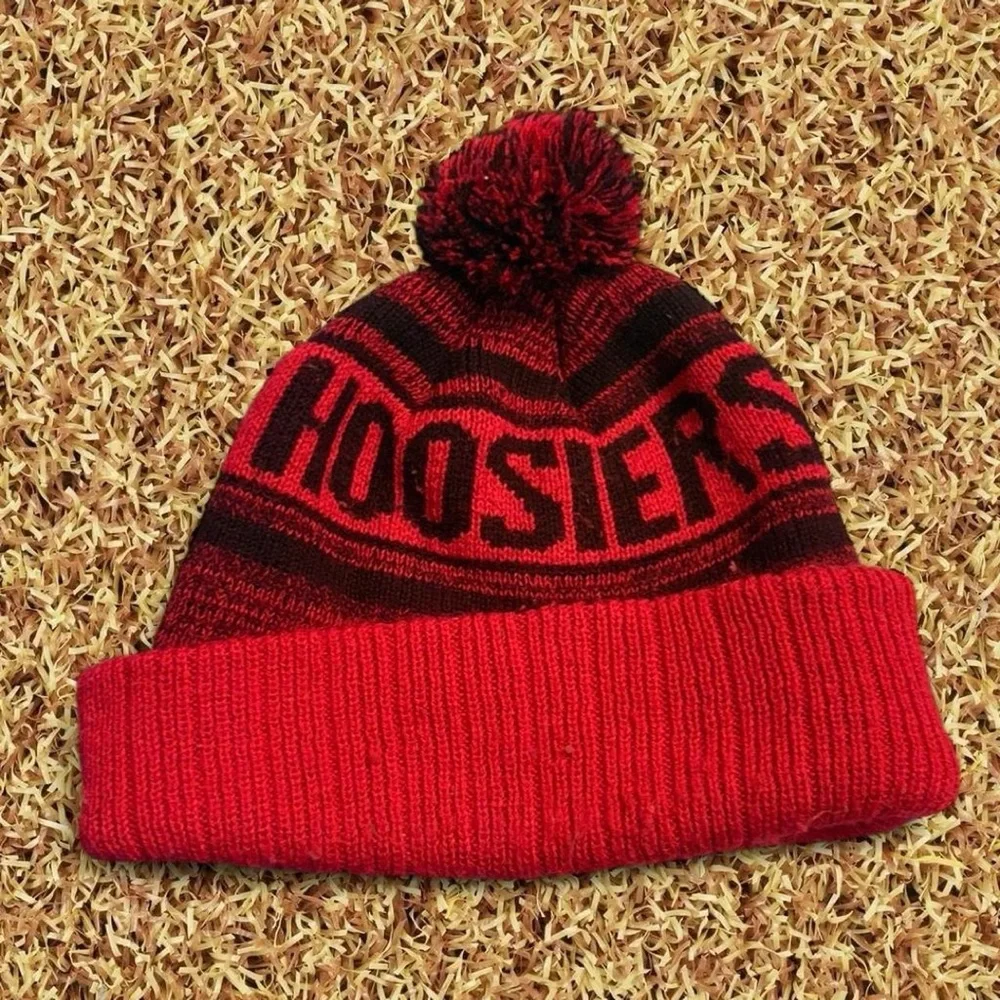 Indiana Knit Pom Beanie - Red & Black